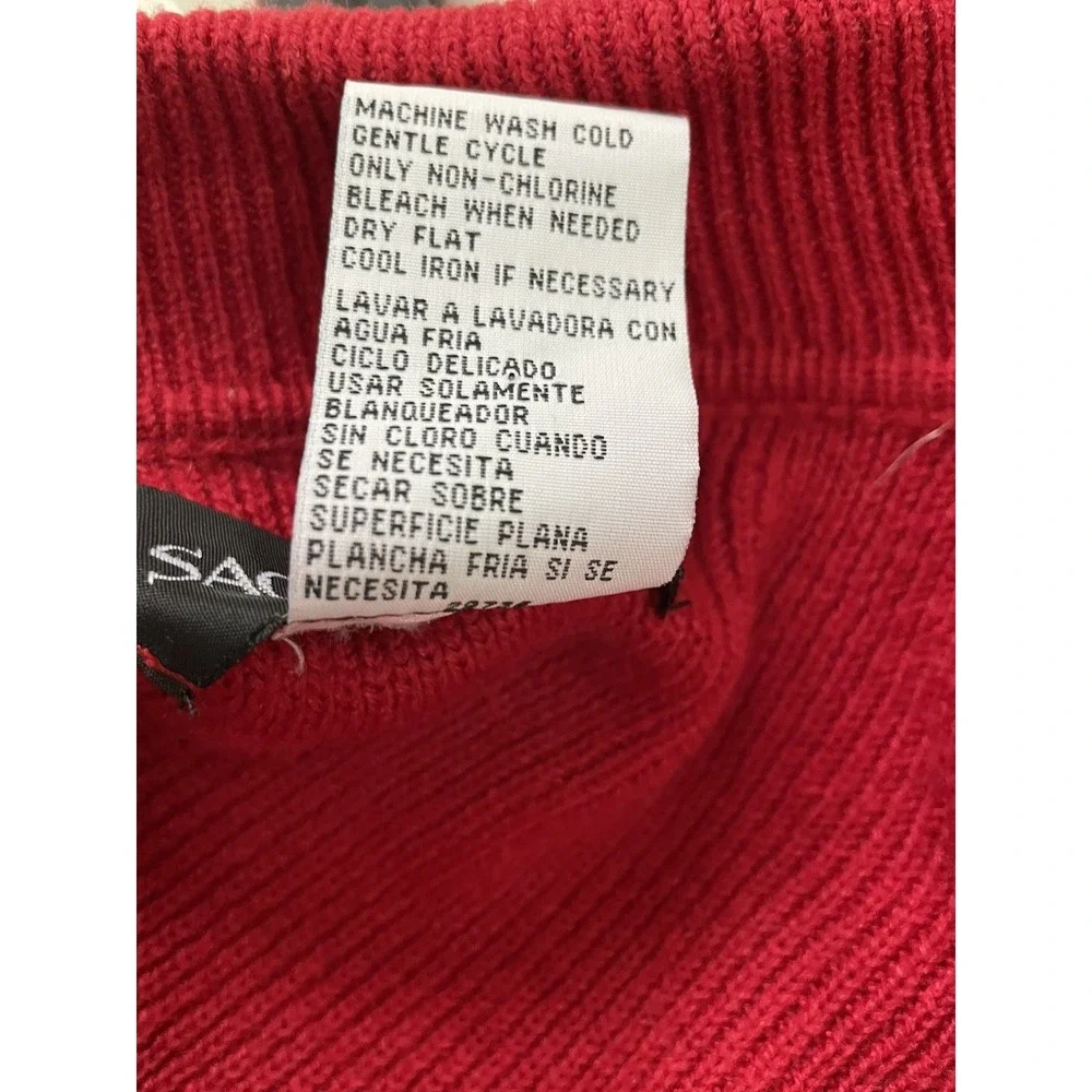 Sag Harbor Women Large Red Long Open‎ Cardigan Cotton Blend